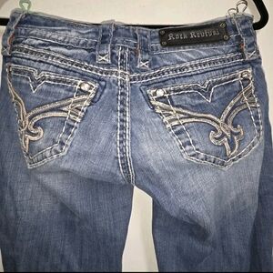 Rock Revival Aisha Women's Straight Leg Blue Jeans Size 27  31" Inseam Diamond